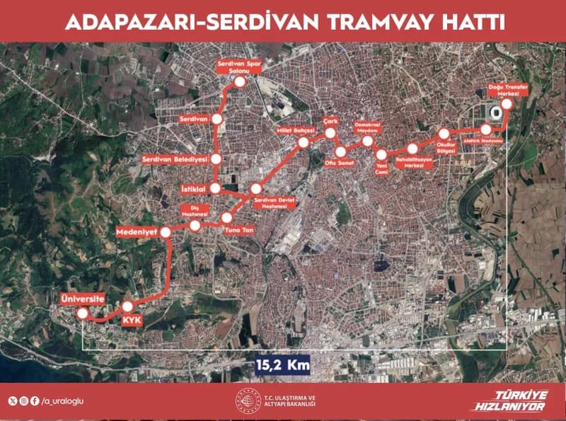 Adapazarı-Serdivan Tramvay Hattı projesi kapsamında temel atma hazırlıkları devam ediyor