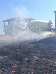 Adıyaman Çemberlitaş Köyü'nde kopan elektrik tellerinin neden olduğu kuru ot yangını