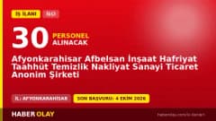 Afyonkarahisar Afbelsan İnşaat Hafriyat Temizlik Nakliyat A.Ş. 30 çöpçü işçisi alımı ilanı