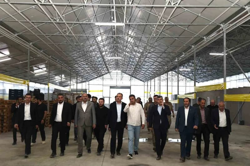 Ağrı Valisi Önder Bozkurt, Diyadin Jeotermal Sera OSB sahasında inceleme yaparken
