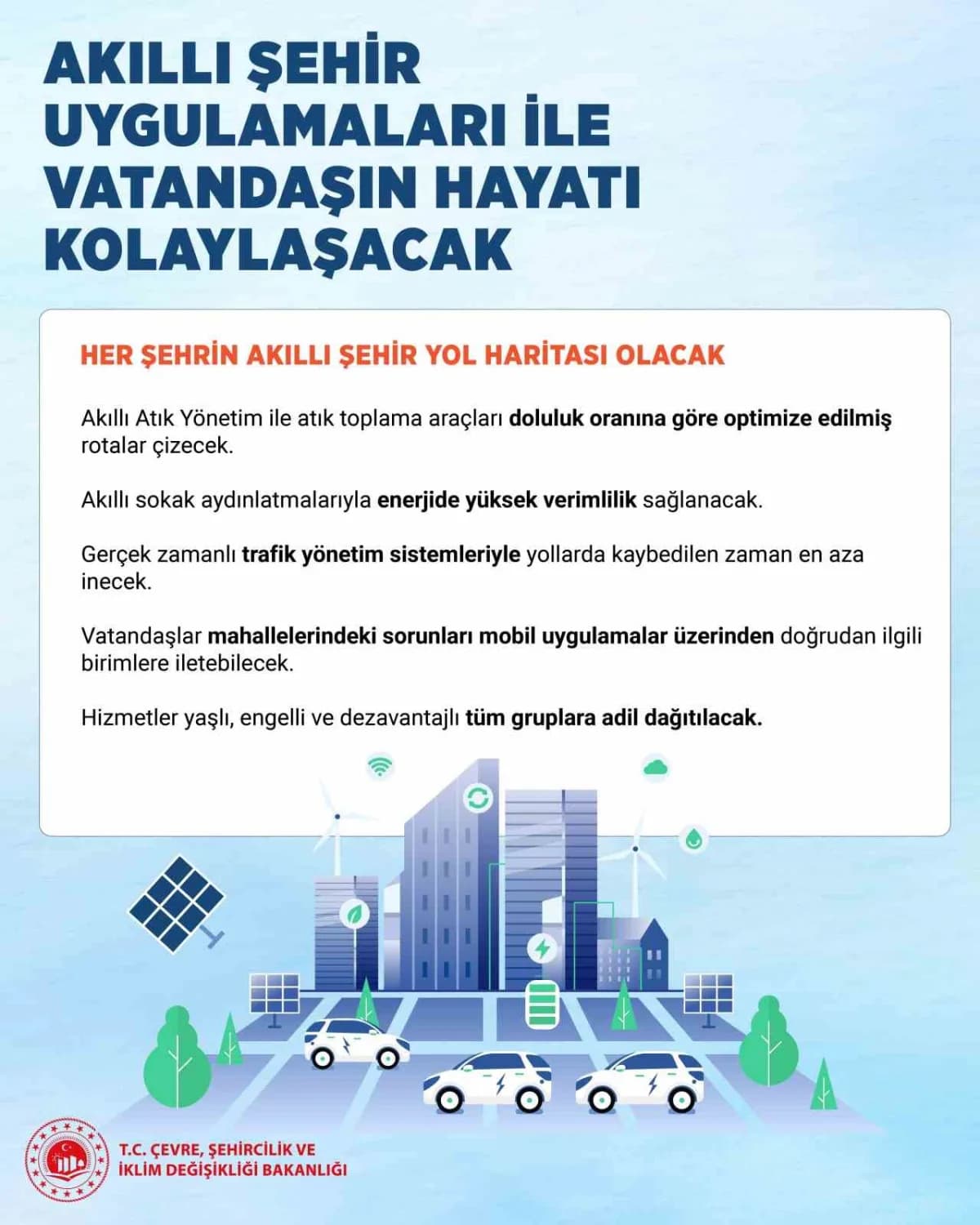 Çevre, Şehircilik ve İklim Değişikliği Bakanlığı’nın hazırladığı "2030 Ulusal Akıllı Şehirler Stratejisi ve Eylem Planı"