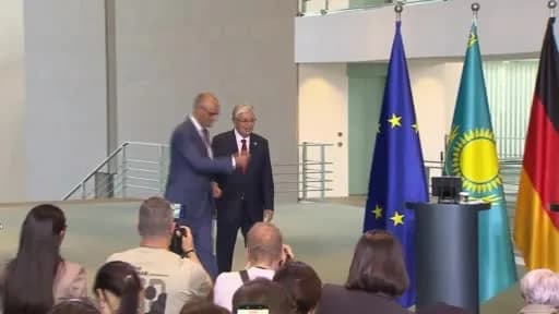 Almanya Başbakanı Friedrich Merz ve Kazakistan Cumhurbaşkanı Kasım Cömert Tokayev ortak basın toplantısında