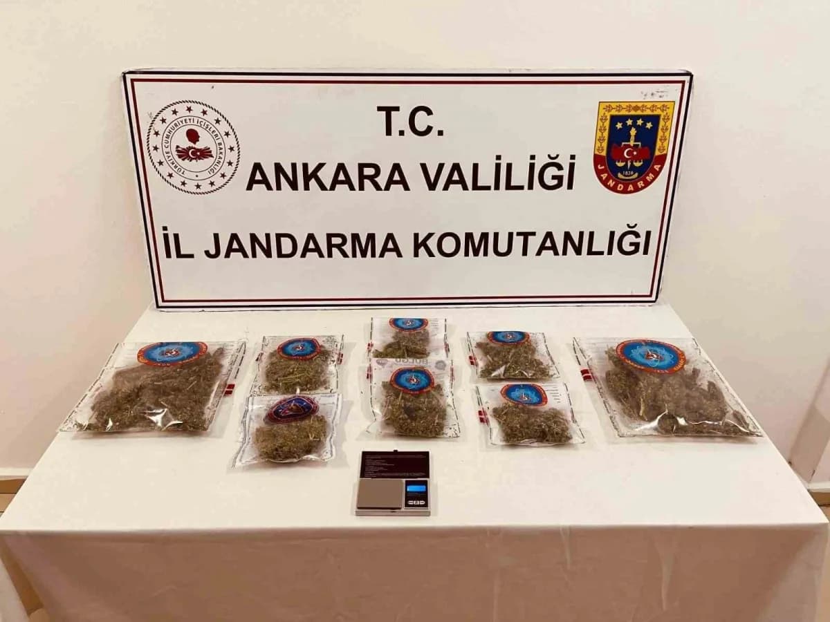 Ankara’da jandarma ekiplerinin narkotik operasyonunda ele geçirilen uyuşturucu maddeler ve ekipler