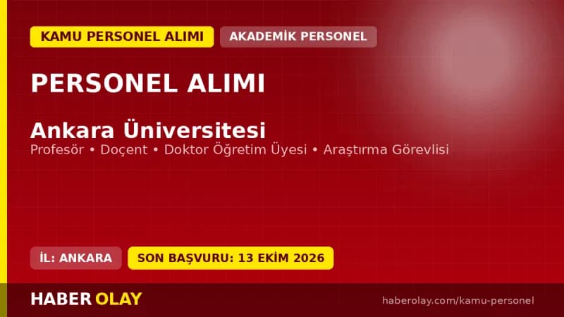 Ankara Üniversitesi akademik personel alımı ilanı, 2026 başvuru tarihleri ve kadro bilgileri