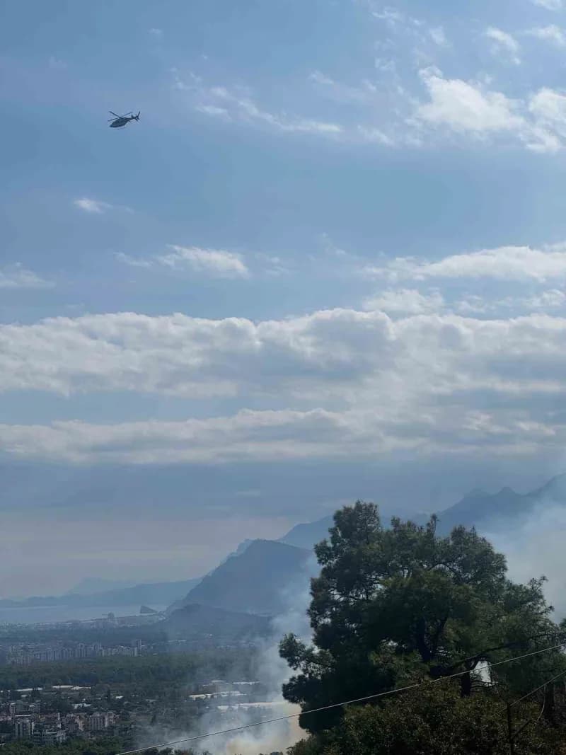 Antalya'da çıkan orman yangına havadan ve karadan müdahalede bulunuyor