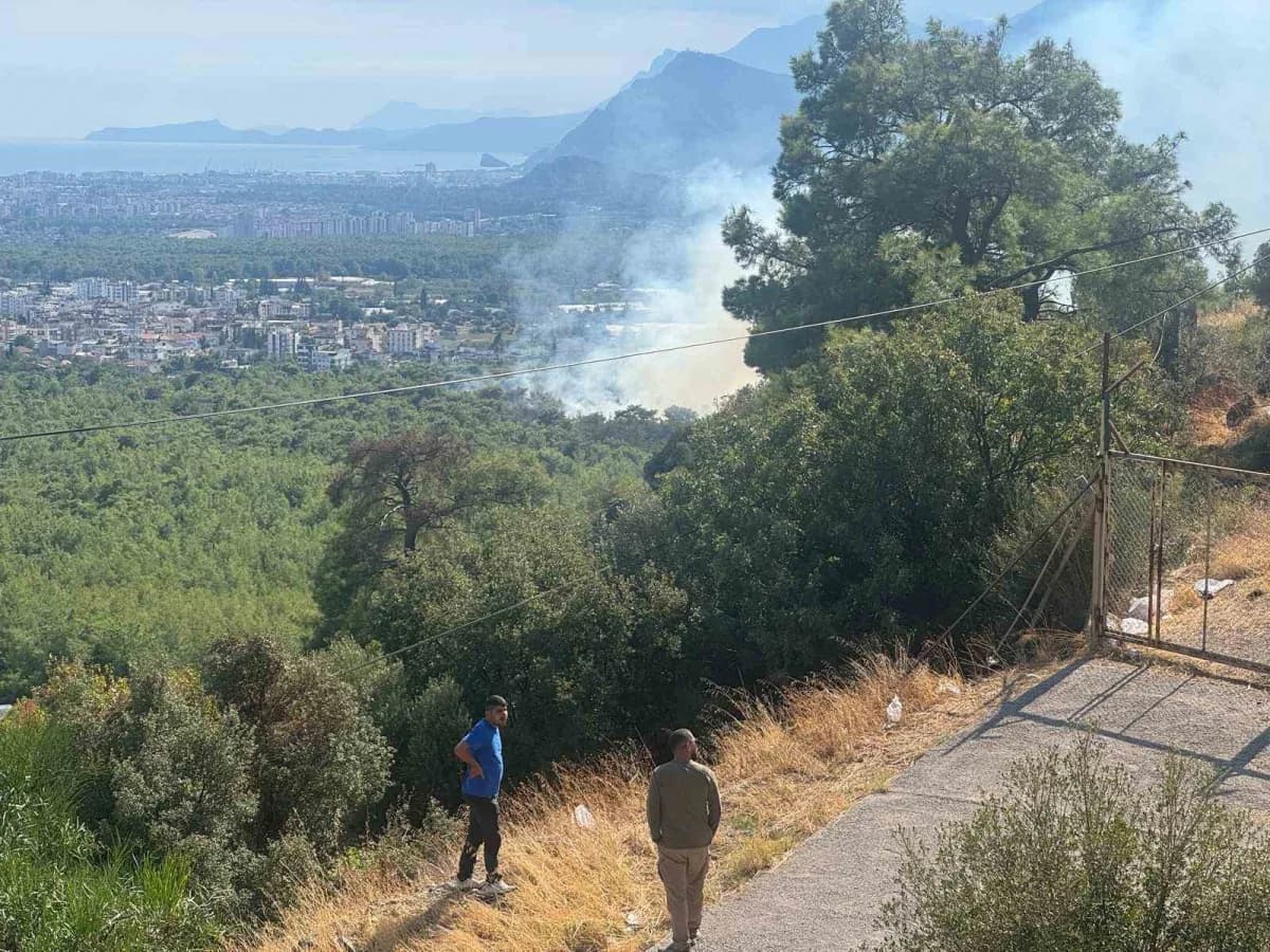 Antalya'da çıkan orman yangına havadan ve karadan müdahalede bulunuyor