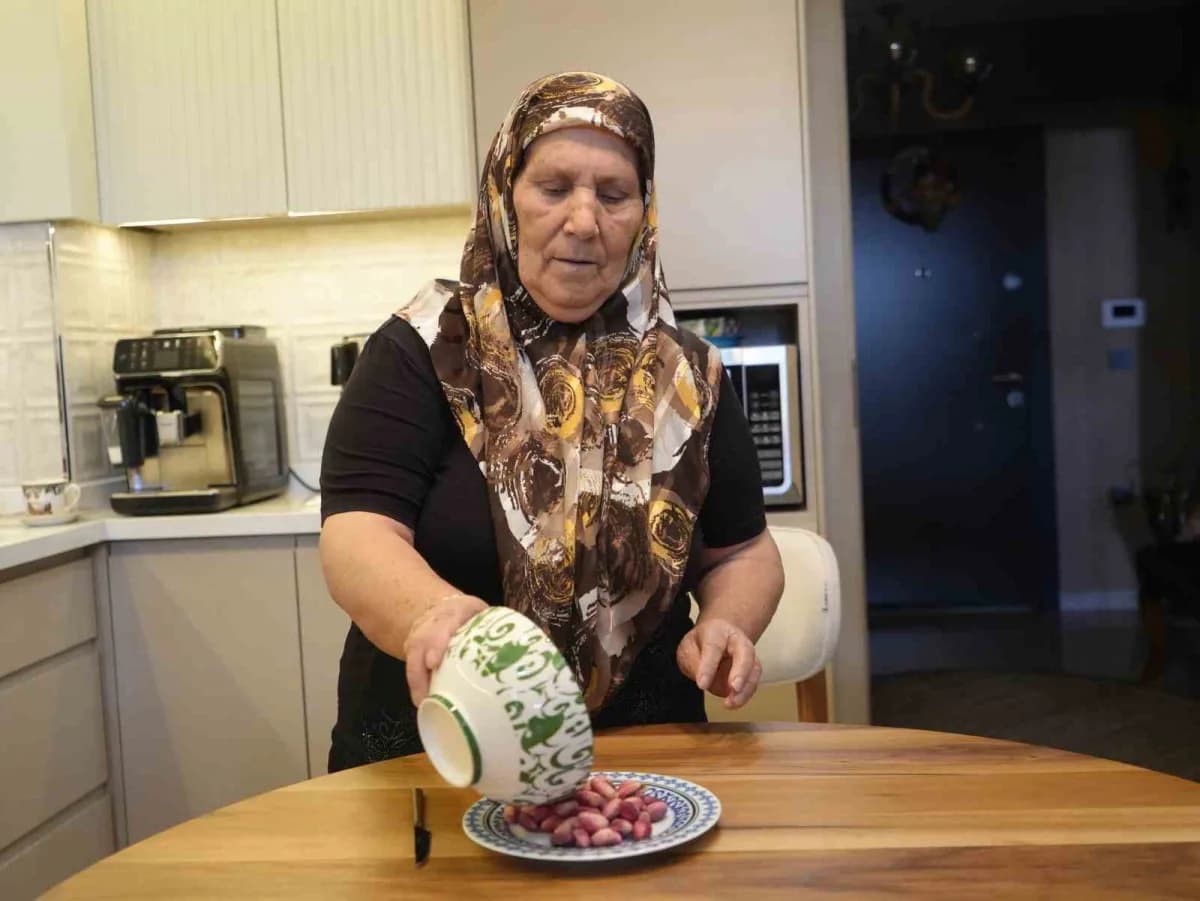 Gastronomi kenti Gaziantep'te 73 yaşındaki Reyzan Dirmilli, çöpe giden Antep fıstığı kabuklarını reçele dönüştürerek ger