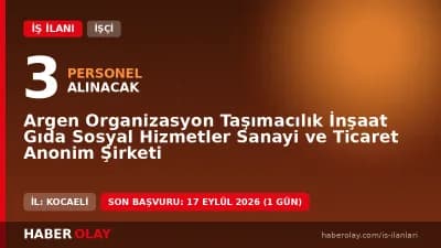 Argen Organizasyon Taşımacılık İnşaat Gıda Sosyal Hizmetler Sanayi ve Ticaret AŞ büro işçisi alımı ilanı