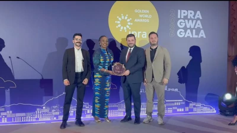 Arnavutköy Belediyesi Yeni Medya Akademi projesinin IPRA Golden World Awards 2026 ödül töreninden görüntü