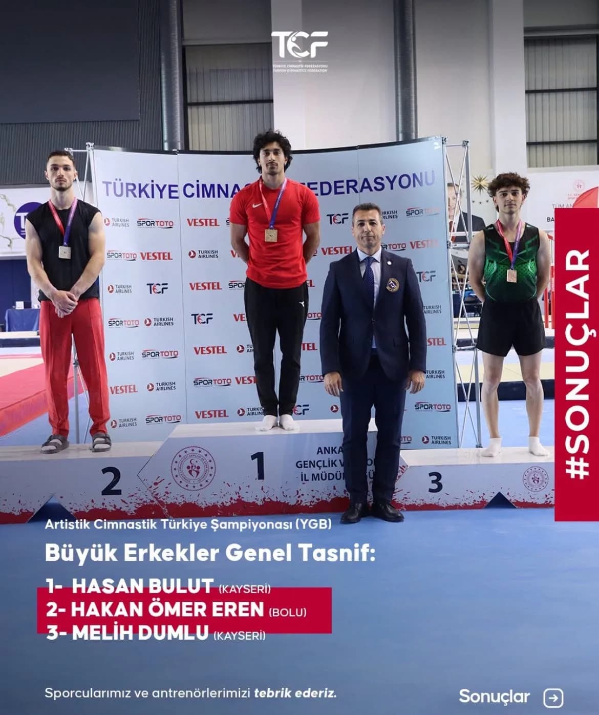 Ankara’da düzenlenen Artistik Cimnastik Türkiye Şampiyonası’nda Kayseri’yi temsil eden TOHM ve SEM sporcuları önemli der