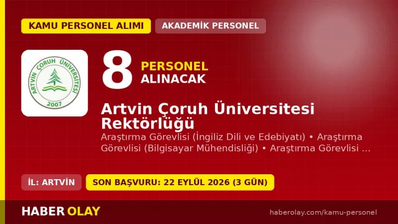 Artvin Çoruh Üniversitesi kampüsü ve akademik personel alımı duyurusu