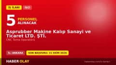 ASPRUBBER Makine Kalıp Sanayi ve Ticaret Ltd. Şti. CNC Torna Operatörü iş ilanı Ankara Sincan OSB