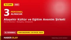 Ataşehir Kültür ve Eğitim A.Ş. İstanbul Ataşehir işçi personel alımı ilanı 2026