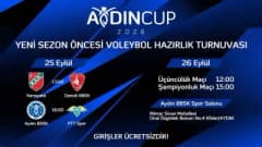 Aydın BBSK Spor Salonu'nda düzenlenecek Aydın Cup 2026 voleybol turnuvası için hazırlıklar devam ediyor