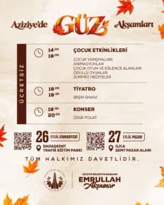 Aziziye’de düzenlenen Güz Akşamları etkinliklerinde sahnede konser veren Özge Polat ve etkinlik alanından görüntüler