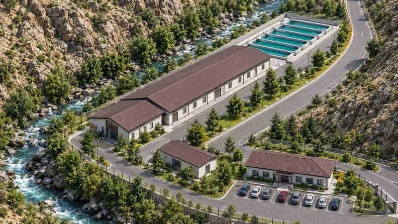 Van Bahçesaray ilçesinde inşaatı devam eden alabalık kuluçka ve yavru üretim tesisi
