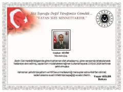 Milli Savunma Bakanı Yaşar Güler’in Uzman Çavuş Coşkun Sevim için başsağlığı mesajı yayımlaması