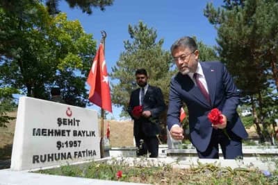 Tarım ve Orman Bakanı İbrahim Yumaklı Erzurum’da Gaziler Günü töreninde çelenk koyarken