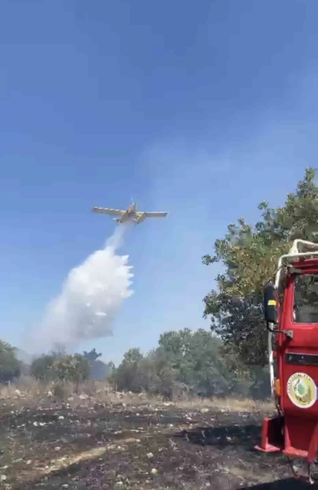 Balıkesir Kocaavşar Mahallesi yakınlarında çıkan orman yangınına müdahale eden ekipler
