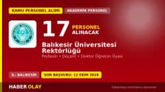Balıkesir Üniversitesi öğretim üyesi alımı için başvuru süreci ve kadrolar