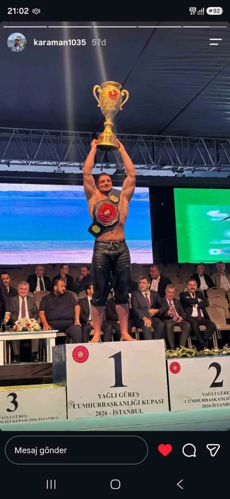 Balıkesir Büyükşehir pehlivanı Necip Al Başaltı güreşlerinde şampiyon oldu