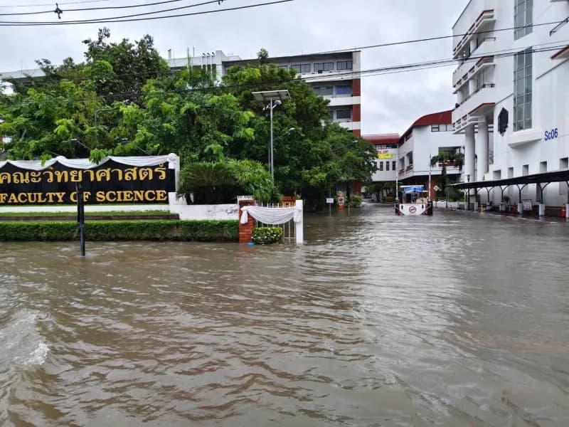 Tayland'ın başkenti Bangkok'ta 48 saati aşkın süredir etkili olan şiddetli yağışların yol açtığı sel nedeniyle 50 ilçeni