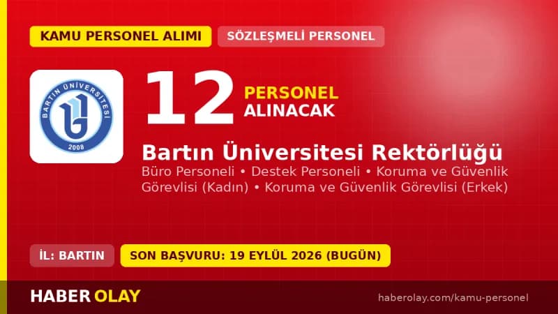 Bartın Üniversitesi Rektörlüğü sözleşmeli personel alım ilanı başvuru detayları ve kadro dağılımı