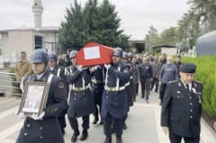 Jandarma Astsubay Başçavuş İbrahim Ay’ın cenaze töreninden askeri tören görüntüsü