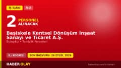 Başiskele Kentsel Dönüşüm İnşaat Sanayi ve Ticaret A.Ş. geçici işçi alımı ilanı