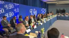 Uğur İbrahim Altay, New York'taki Urban 20 Belediye Başkanları Zirvesinde konuşma yaparken