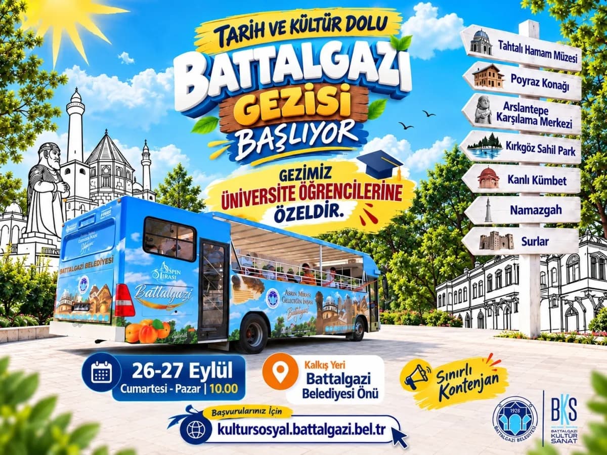 Battalgazi Belediyesi tarafından düzenlenen üniversite öğrencilerine yönelik tarih ve kültür gezisi kapsamında tarihi me