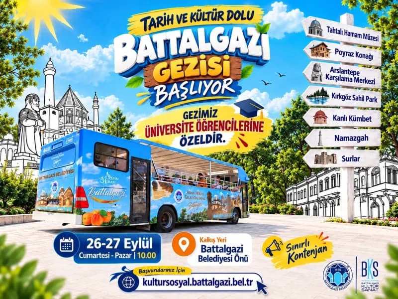 Battalgazi Belediyesi tarafından düzenlenen üniversite öğrencilerine yönelik tarih ve kültür gezisi kapsamında tarihi me