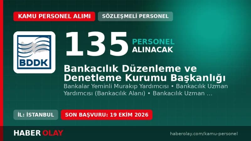 BDDK 135 meslek personeli alımı ilanı 2026 başvuru ve sınav detayları