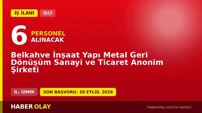 Belkahve İnşaat A.Ş. 6 daimi personel alımı başvuru şartları ve detayları