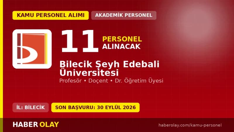 Bilecik Şeyh Edebali Üniversitesi öğretim üyesi personel alımı ilanı 2026