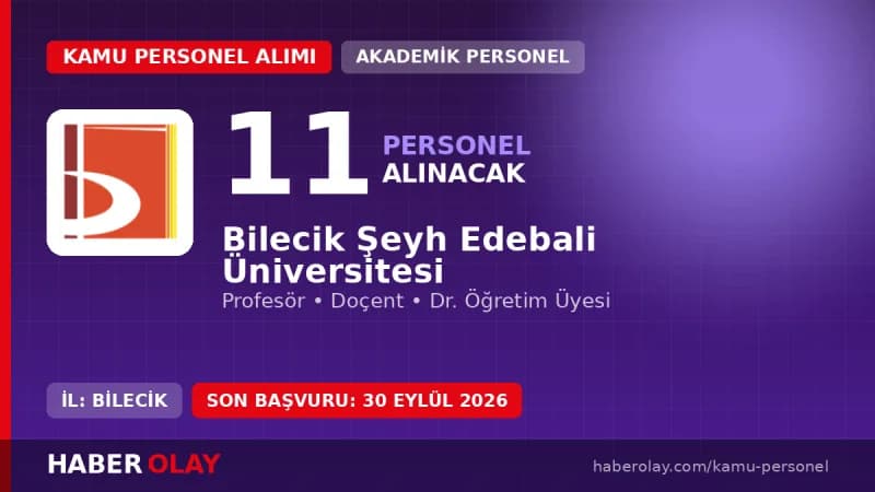 Bilecik Şeyh Edebali Üniversitesi öğretim üyesi personel alımı ilanı 2026
