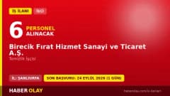 Birecik Fırat Hizmet Sanayi ve Ticaret A.Ş. 6 geçici temizlik işçisi alımı ilanı