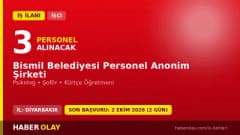 Bismil Belediyesi Personel Anonim Şirketi 3 daimi işçi alımı ilanı 2026