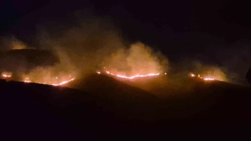 Bodrum Mandıra Mevkii’nde çıkan yangına müdahale eden ekipler ve söndürme çalışmaları