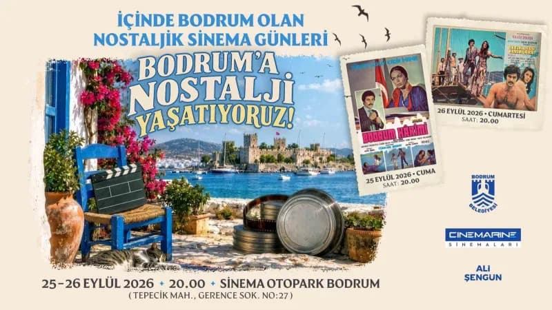 Bodrum Tepecik Mahallesi Sinema Otopark’ta düzenlenen nostaljik sinema günlerinden bir kare