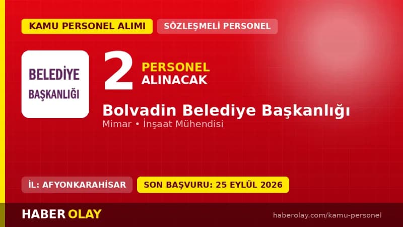 Bolvadin Belediyesi sözleşmeli mimar ve inşaat mühendisi alımı ilan detayları