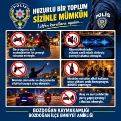 Bozdoğan ilçesinde trafik ve huzur güvenliği için yapılan bilgilendirme uyarıları