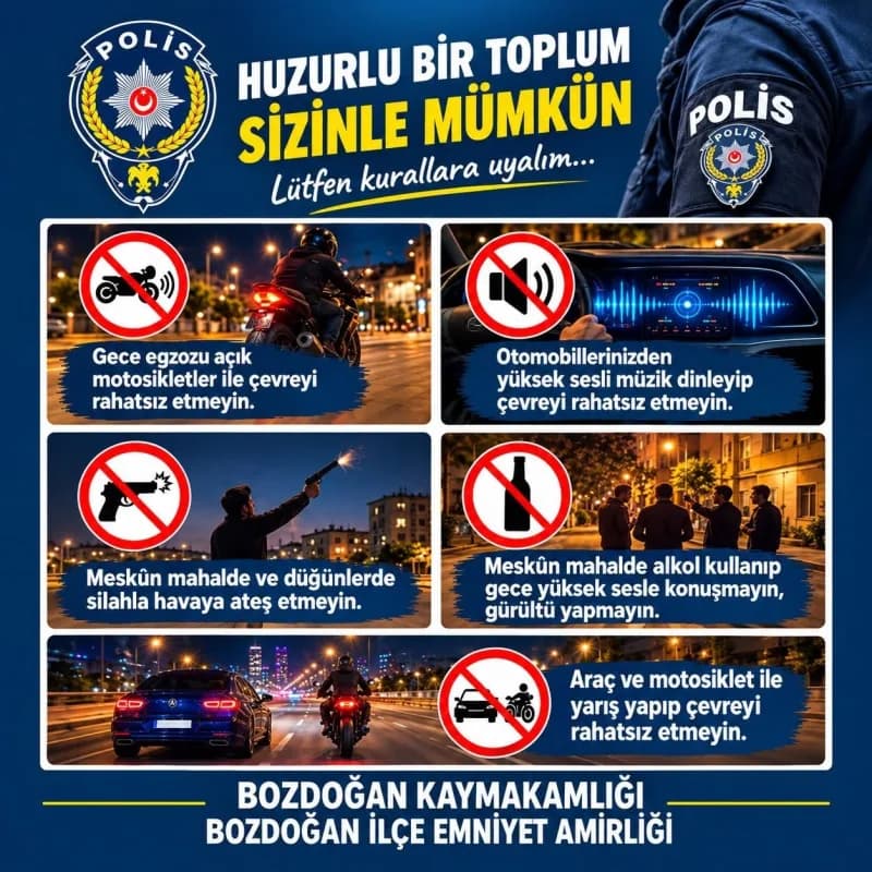 Bozdoğan ilçesinde trafik ve huzur güvenliği için yapılan bilgilendirme uyarıları