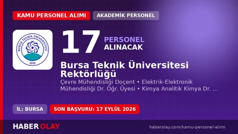 Bursa Teknik Üniversitesi kampüsü ve akademik personel alımı duyuru görseli
