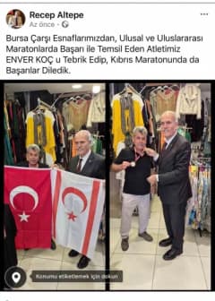 Kıbrıs Maratonu öncesinde Bursalı veteran atlet Enver Koç’un iş yerinde ziyaret edilmesi