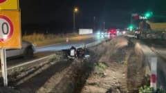 Büyükçekmece Çatalca Yolu Caddesi'nde motosiklet ve otomobilin çarpıştığı kaza yeri
