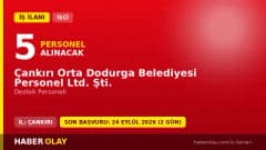 Çankırı Orta Dodurga Belediyesi 5 destek personeli işçi alımı ilanı başvuru detayları