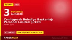 Çemişgezek Belediye Başkanlığı Personel Ltd. Şti. 3 beden işçisi alımı ilanı