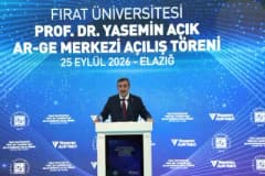 Cumhurbaşkanı Yardımcısı Cevdet Yılmaz, Fırat Üniversitesi Dr. Yasemin Açık AR-GE Merkezi açılışında konuşma yaparken