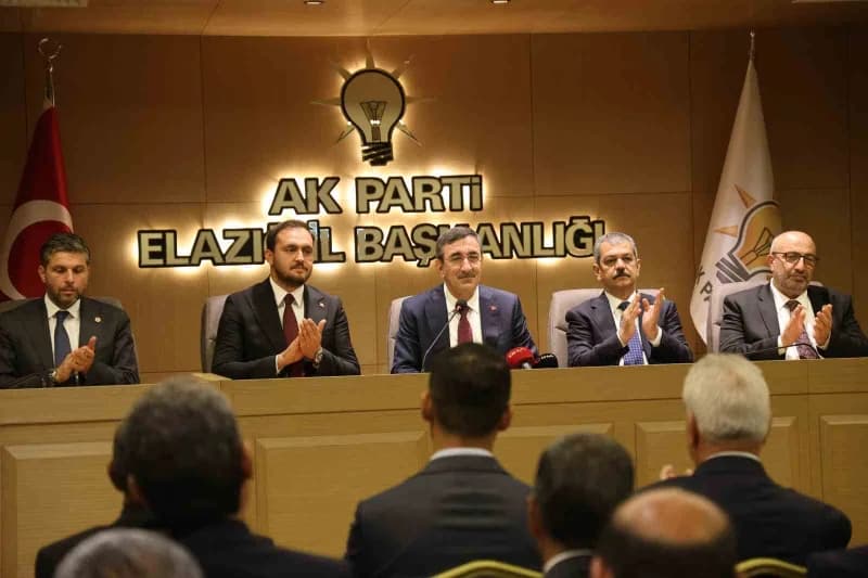 Cumhurbaşkanı Yardımcısı Cevdet Yılmaz AK Parti Elazığ İl Başkanlığı toplantısında konuşma yaparken